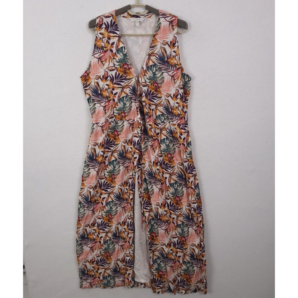 Garnet Hill True Wrap Dress Size 8 Hawaiian Tropical Coastal  Beach Open Lenzing